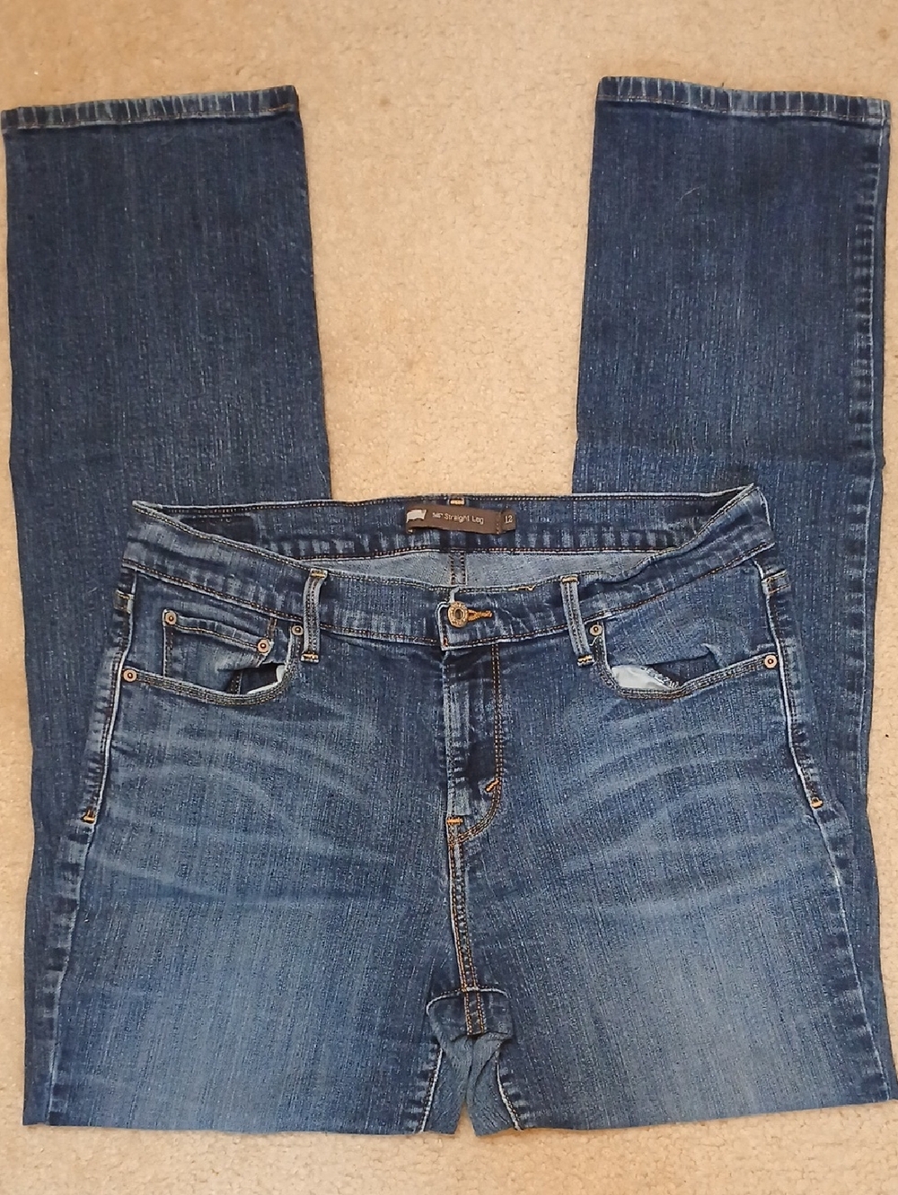 Levi's 505 Straight Leg Blue Jeans Womens 12